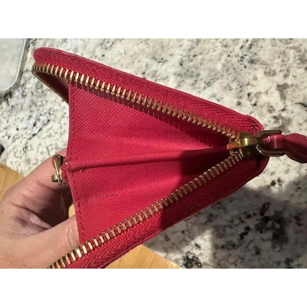 Prada Saffiano Leather Zip Around Wallet Peonia EUC